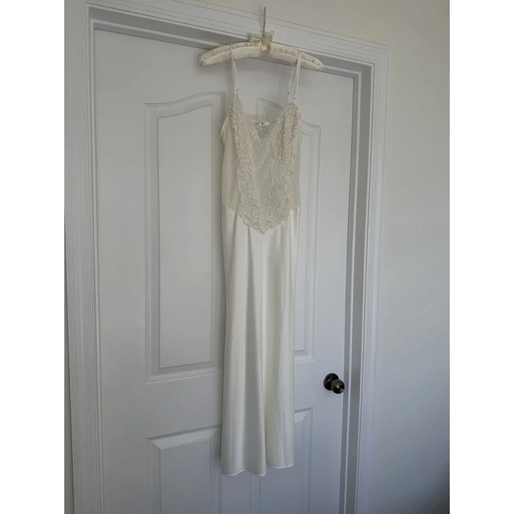 Bridal Ivory Lace Robe Set Flora Nightgown Slip‎ Honeymoon Romantic S